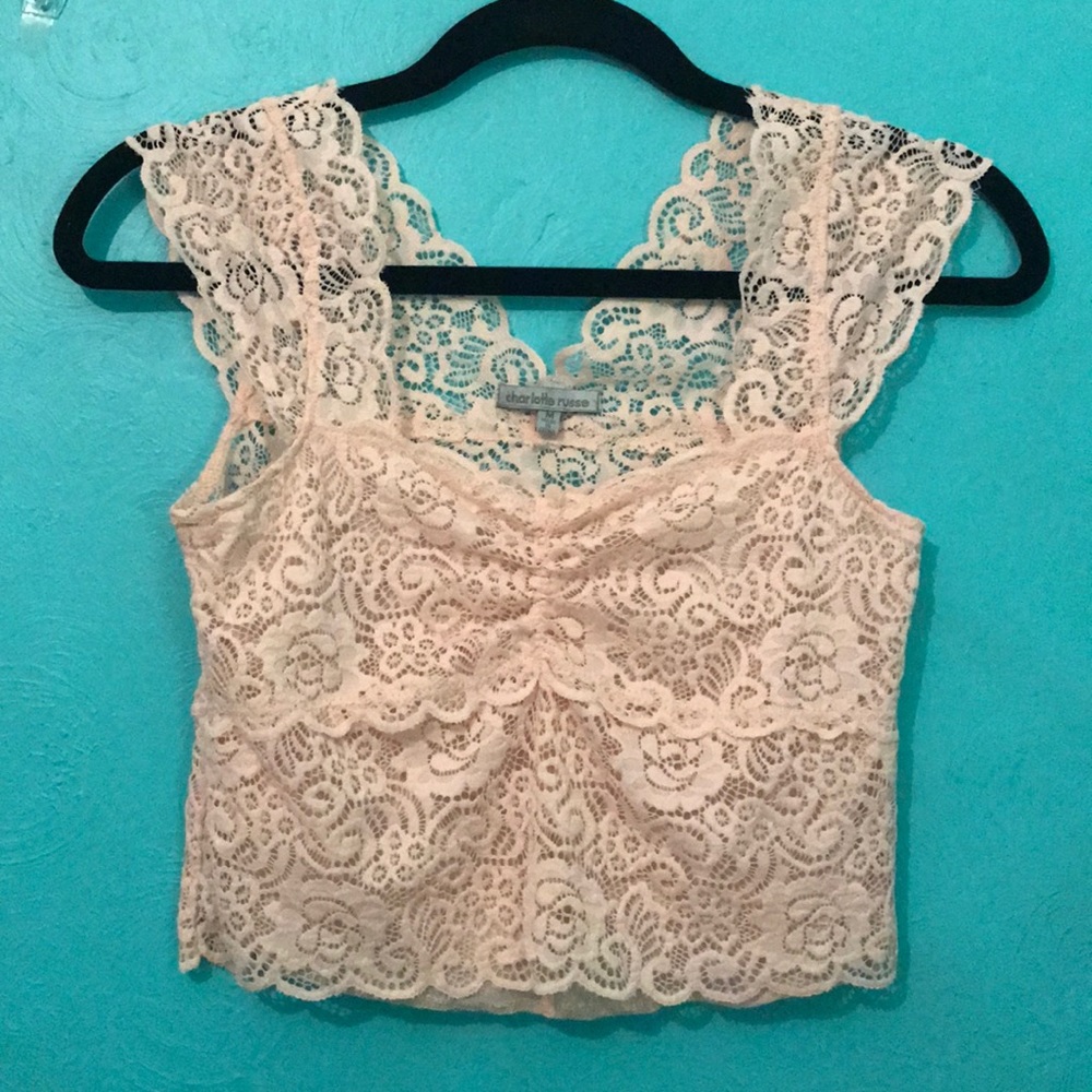 Romantic Lacey Pink Crop Top